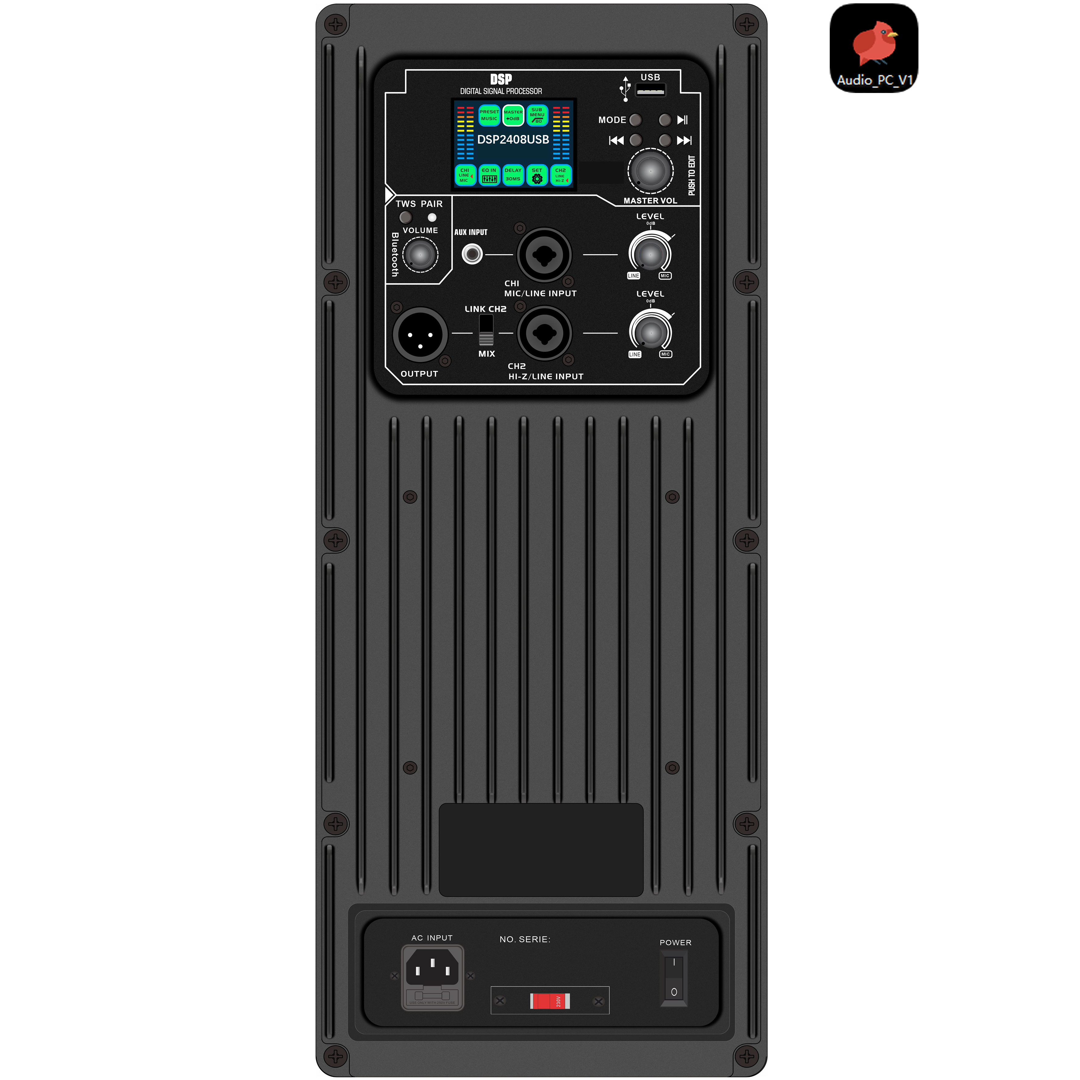 DSP2408USB Активный усилитель мощности DSP с цветным экраном и функцией воспроизведения звука с USB-накопителя